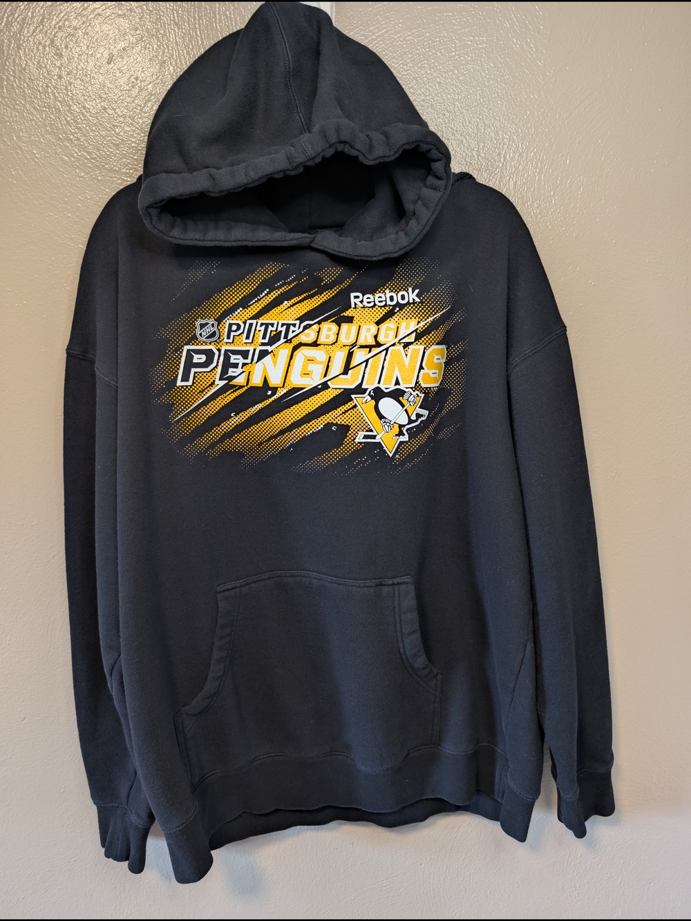 Reebok Pittsburgh Penguins Black Hoodie Sweatshirt Mens XL